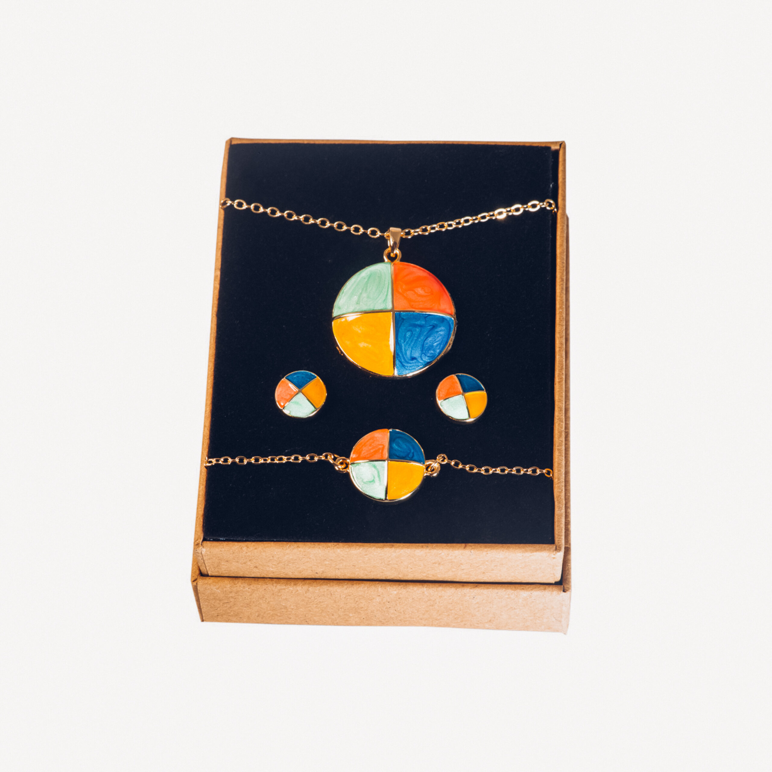 Lebensquell Schmuckset mit Kette, Armband und Ohrstecker gold