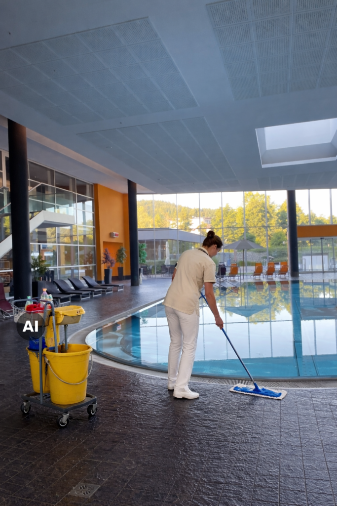Reinigungskraft im Wellnessbereich AI generated